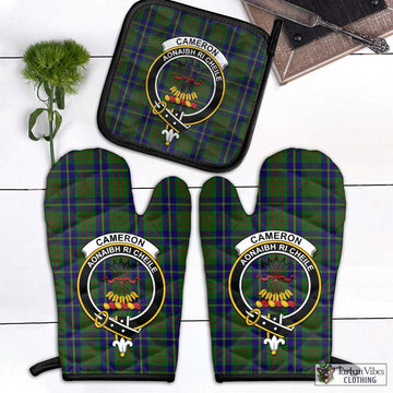 Cameron of Lochiel Hunting Tartan Combo Oven Mitt & Pot-Holder with Family Crest