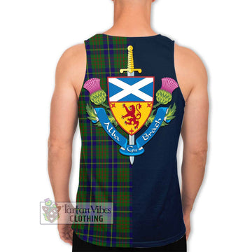 Cameron of Lochiel Hunting Tartan Men's Tank Top Alba with Scottish Lion Royal Arm Half Style