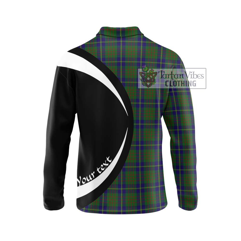 Cameron of Lochiel Hunting Tartan Long Sleeve Polo Shirt with Family Crest Circle Style - Tartan Vibes Clothing