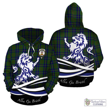 Cameron of Lochiel Hunting Tartan Hoodie with Alba Gu Brath Regal Lion Emblem