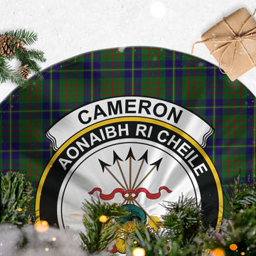 Cameron of Lochiel Hunting Tartan Christmas Tree Skirt with Family Crest