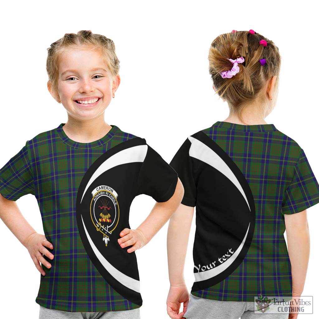 Cameron of Lochiel Hunting Tartan Kid T-Shirt with Family Crest Circle Style - Tartan Vibes Clothing