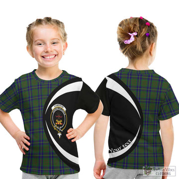 Cameron of Lochiel Hunting Tartan Kid T-Shirt with Family Crest Circle Style