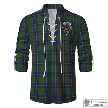 Cameron of Lochiel Hunting Tartan Men's Scottish Traditional Jacobite Ghillie Kilt Shirt with Family Crest