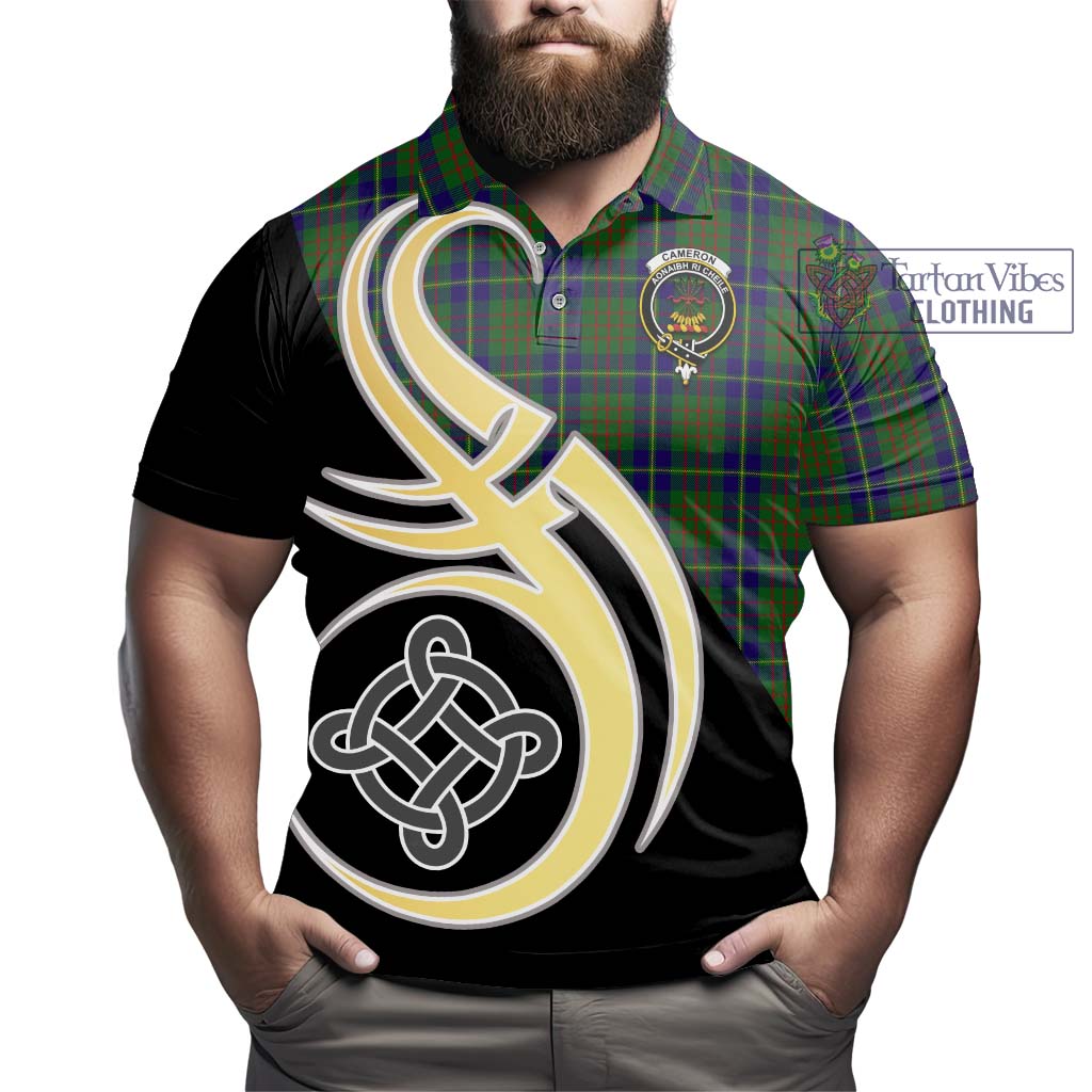 Cameron of Lochiel Hunting Tartan Polo Shirt with Family Crest and Celtic Symbol Style - Tartan Vibes Clothing