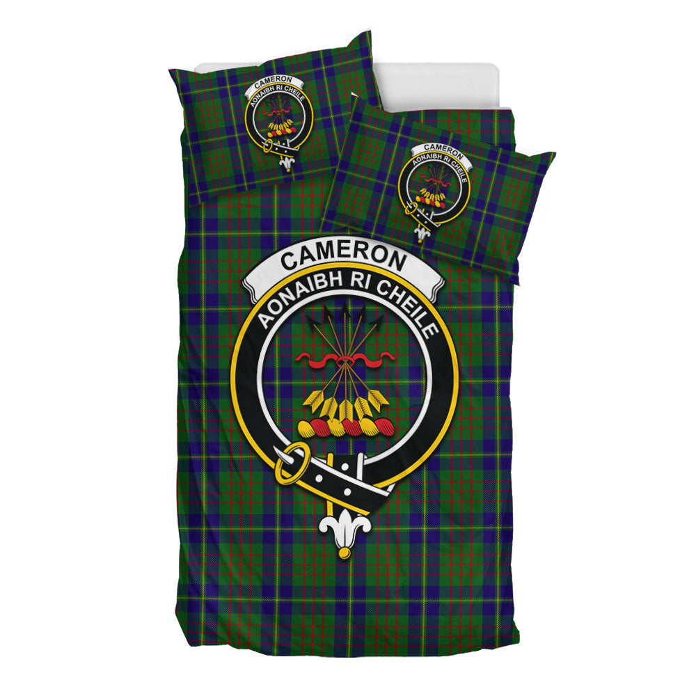 Cameron of Lochiel Hunting Tartan Bedding Set with Family Crest - Tartan Vibes Clothing