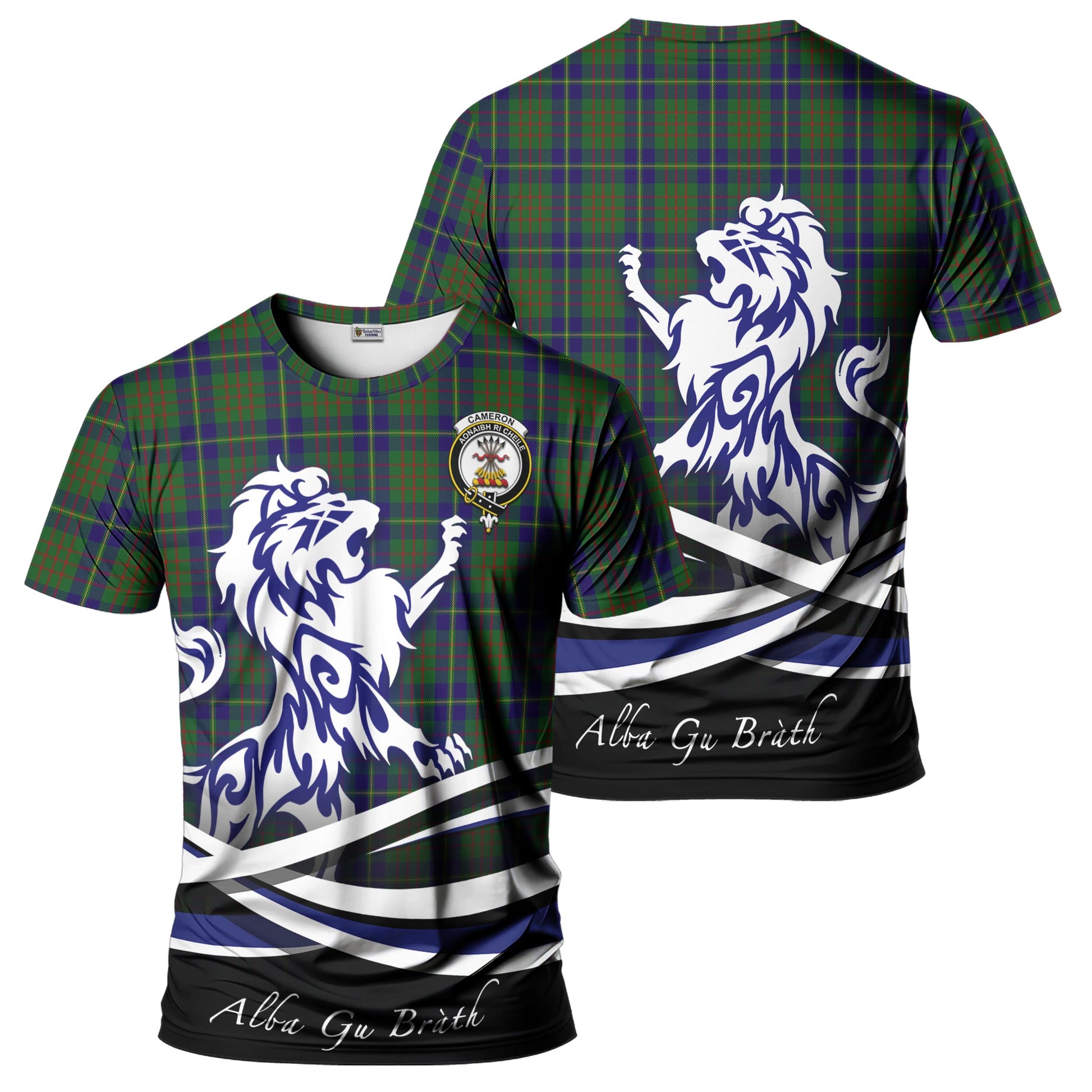 cameron-of-lochiel-hunting-tartan-t-shirt-with-alba-gu-brath-regal-lion-emblem