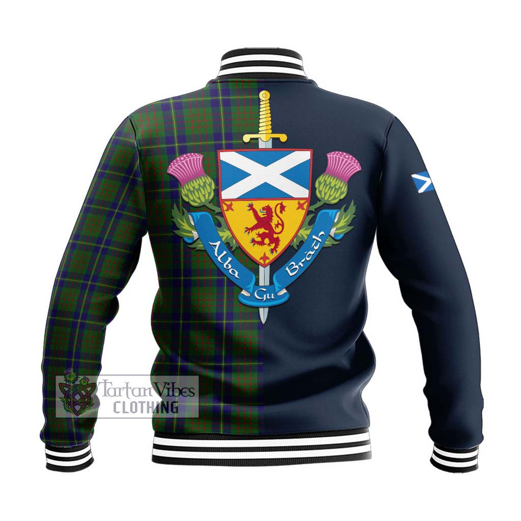 Tartan Vibes Clothing Cameron of Lochiel Hunting Tartan Baseball Jacket with Scottish Lion Royal Arm Half Style