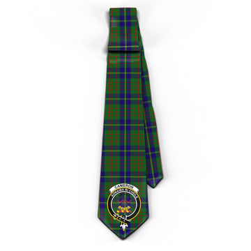 Cameron of Lochiel Hunting Tartan Classic Necktie with Family Crest