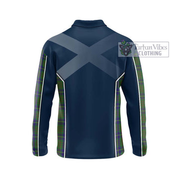 Cameron of Lochiel Hunting Tartan Long Sleeve Polo Shirt with Family Crest and Lion Rampant Vibes Sport Style