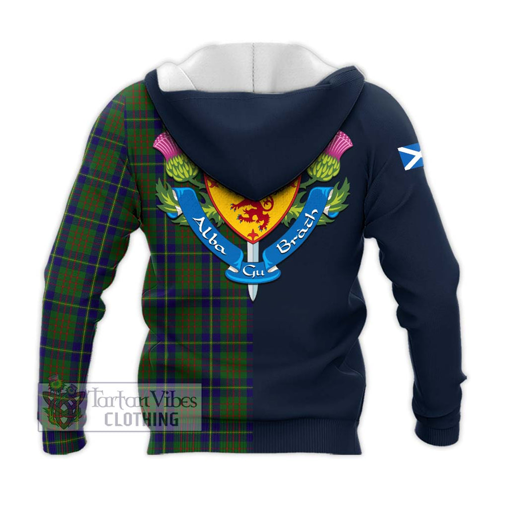 Tartan Vibes Clothing Cameron of Lochiel Hunting Tartan Knitted Hoodie with Scottish Lion Royal Arm Half Style