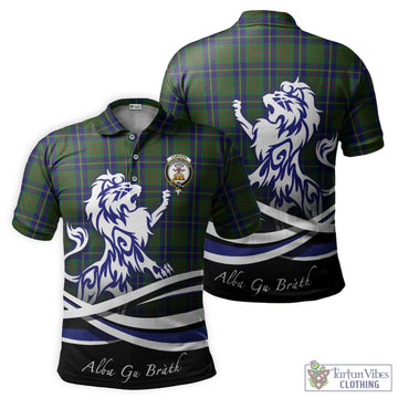 Cameron of Lochiel Hunting Tartan Polo Shirt with Alba Gu Brath Regal Lion Emblem