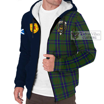 Cameron of Lochiel Hunting Tartan Sherpa Hoodie Alba with Scottish Lion Royal Arm Half Style