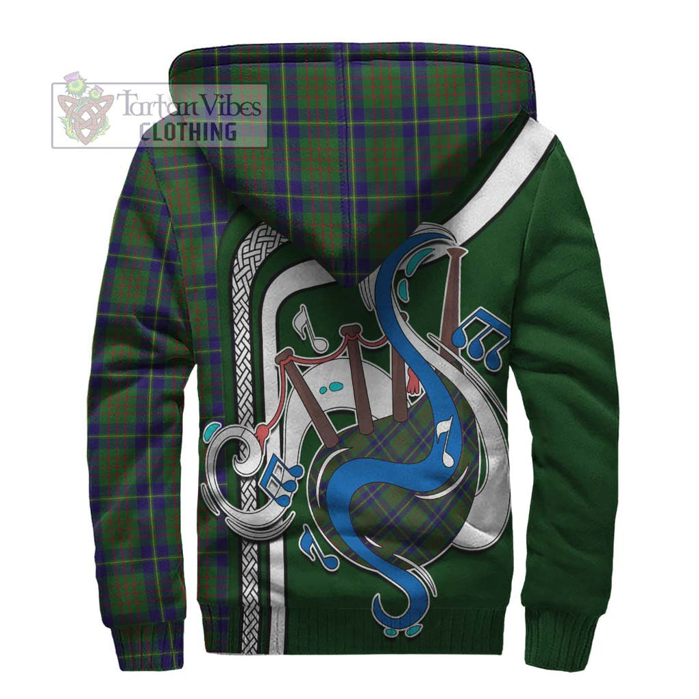 Cameron of Lochiel Hunting Tartan Sherpa Hoodie with Epic Bagpipe Style - Tartanvibesclothing Shop