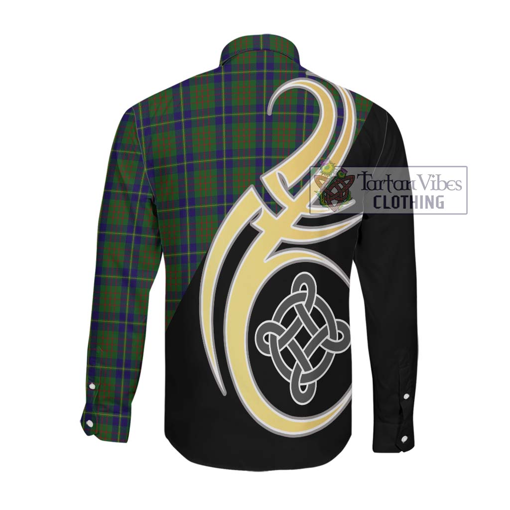 Cameron of Lochiel Hunting Tartan Long Sleeve Button Shirt with Family Crest and Celtic Symbol Style Men's Shirt - Tartan Vibes Clothing