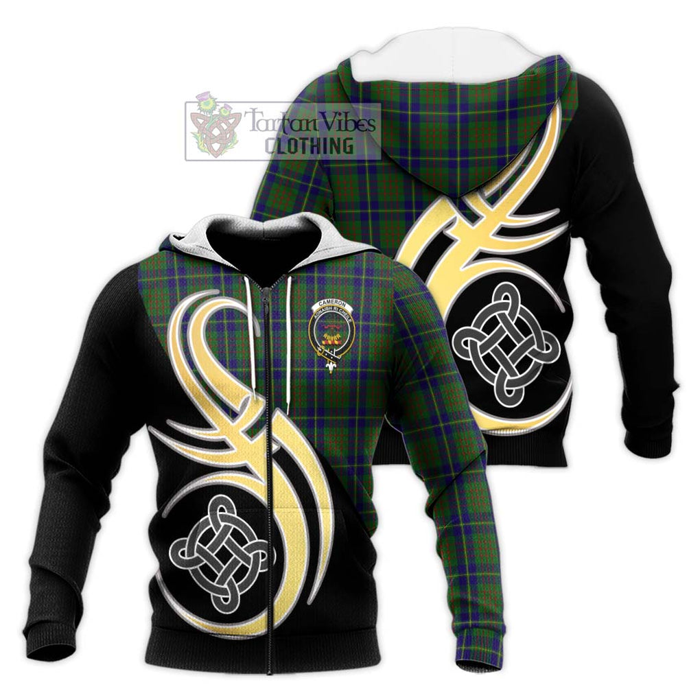 Cameron of Lochiel Hunting Tartan Knitted Hoodie with Family Crest and Celtic Symbol Style Unisex Knitted Zip Hoodie - Tartan Vibes Clothing