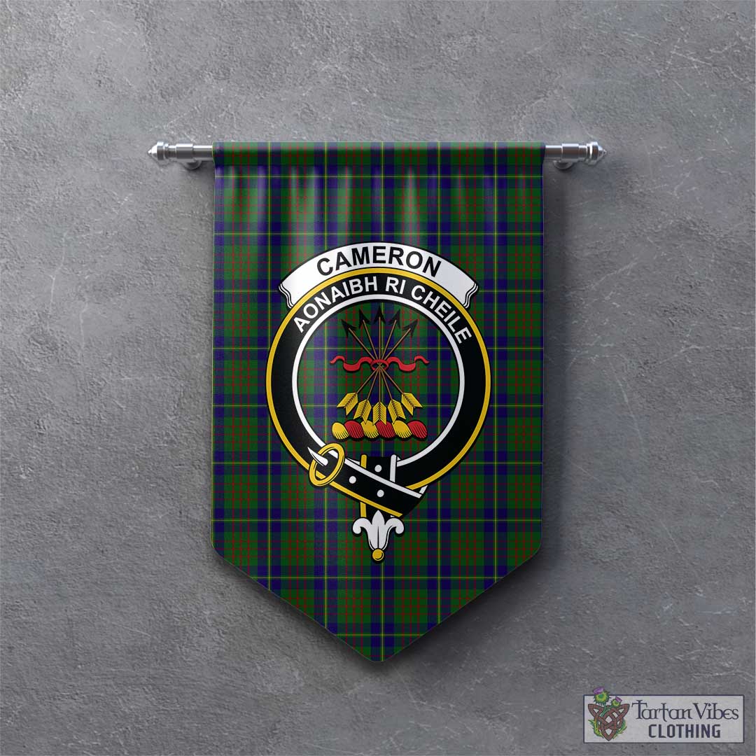 Tartan Vibes Clothing Cameron of Lochiel Hunting Tartan Gonfalon, Tartan Banner with Family Crest