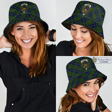 Cameron of Lochiel Hunting Tartan Bucket Hat with Family Crest