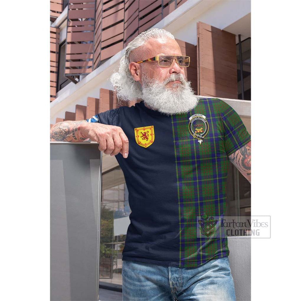 Tartan Vibes Clothing Cameron of Lochiel Hunting Tartan Cotton T-shirt with Scottish Lion Royal Arm Half Style