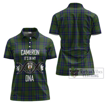 Cameron of Lochiel Hunting Tartan Women's Polo Shirt with Family Crest DNA In Me Style