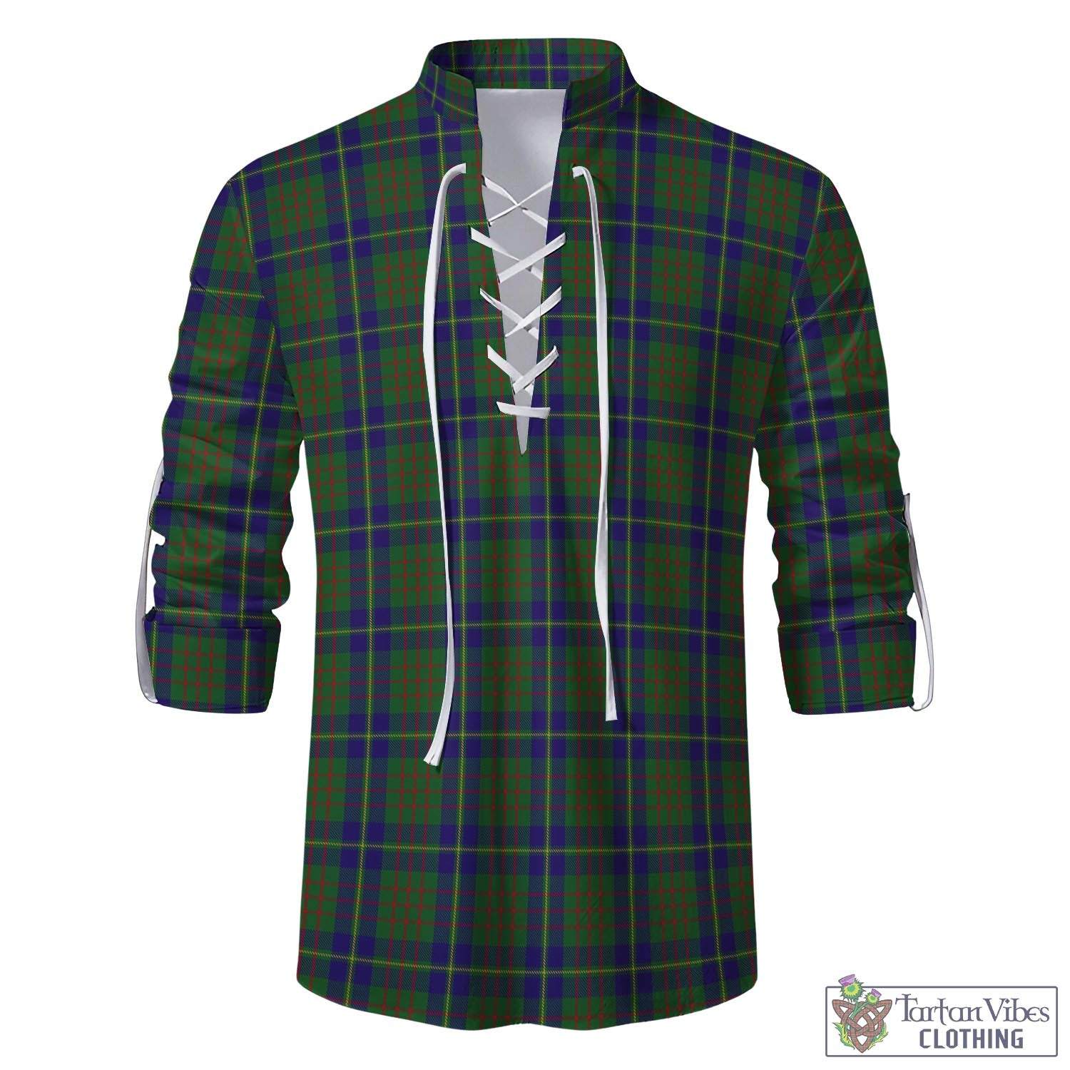 Tartan Vibes Clothing Cameron of Lochiel Hunting Tartan Men's Scottish Traditional Jacobite Ghillie Kilt Shirt