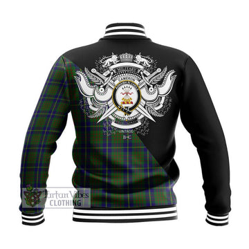 Cameron of Lochiel Hunting Tartan Baseball Jacket with Family Crest and Military Logo Style