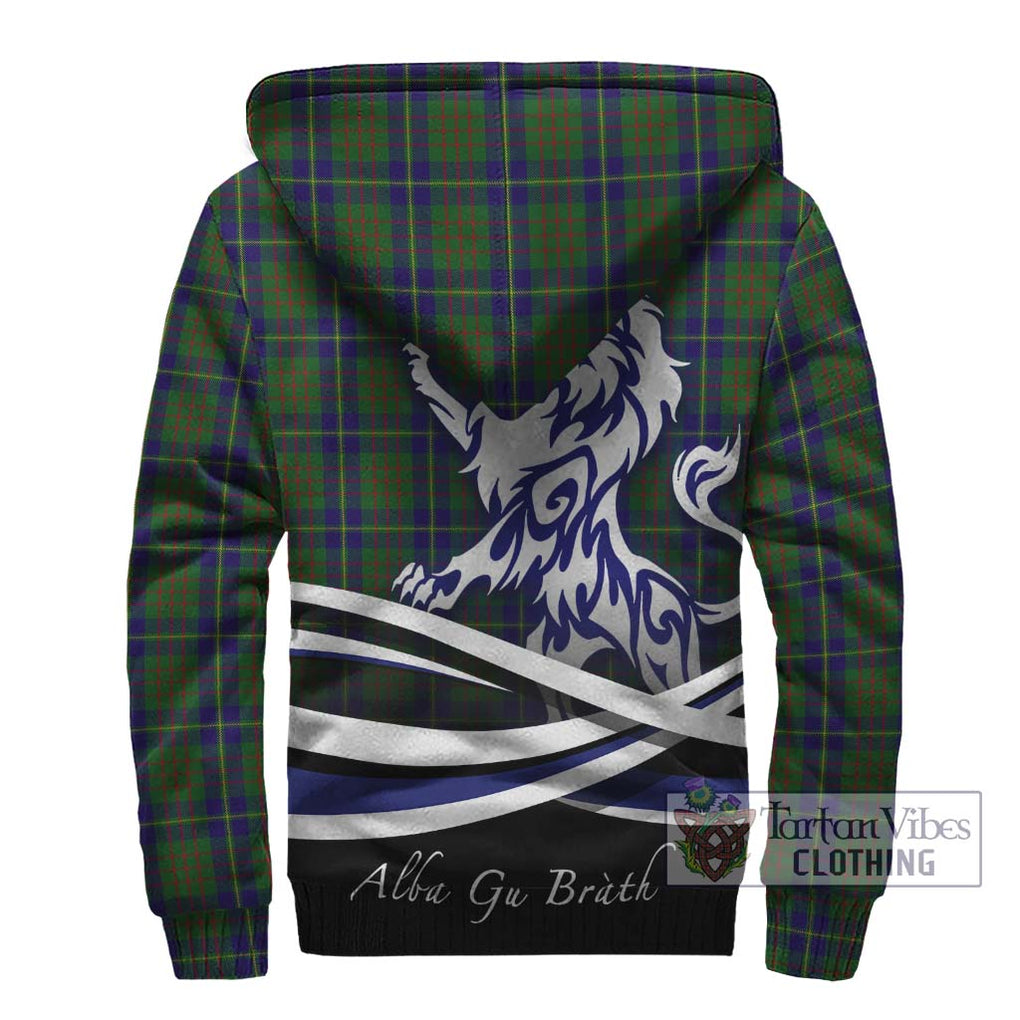 Cameron of Lochiel Hunting Tartan Sherpa Hoodie with Alba Gu Brath Regal Lion Emblem - Tartanvibesclothing Shop