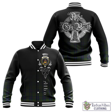 Cameron of Lochiel Hunting Tartan Baseball Jacket Featuring Alba Gu Brath Family Crest Celtic Inspired