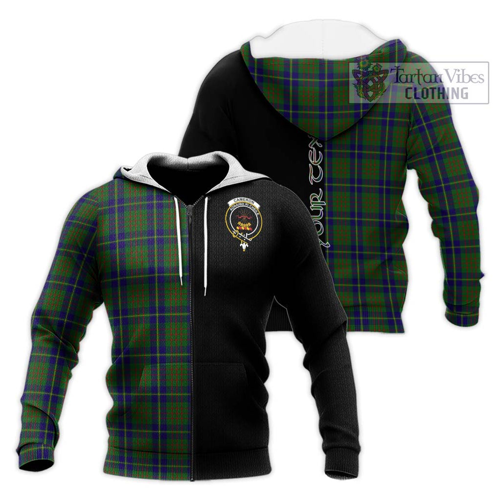 Cameron of Lochiel Hunting Tartan Knitted Hoodie with Family Crest and Half Of Me Style Unisex Knitted Zip Hoodie - Tartanvibesclothing Shop