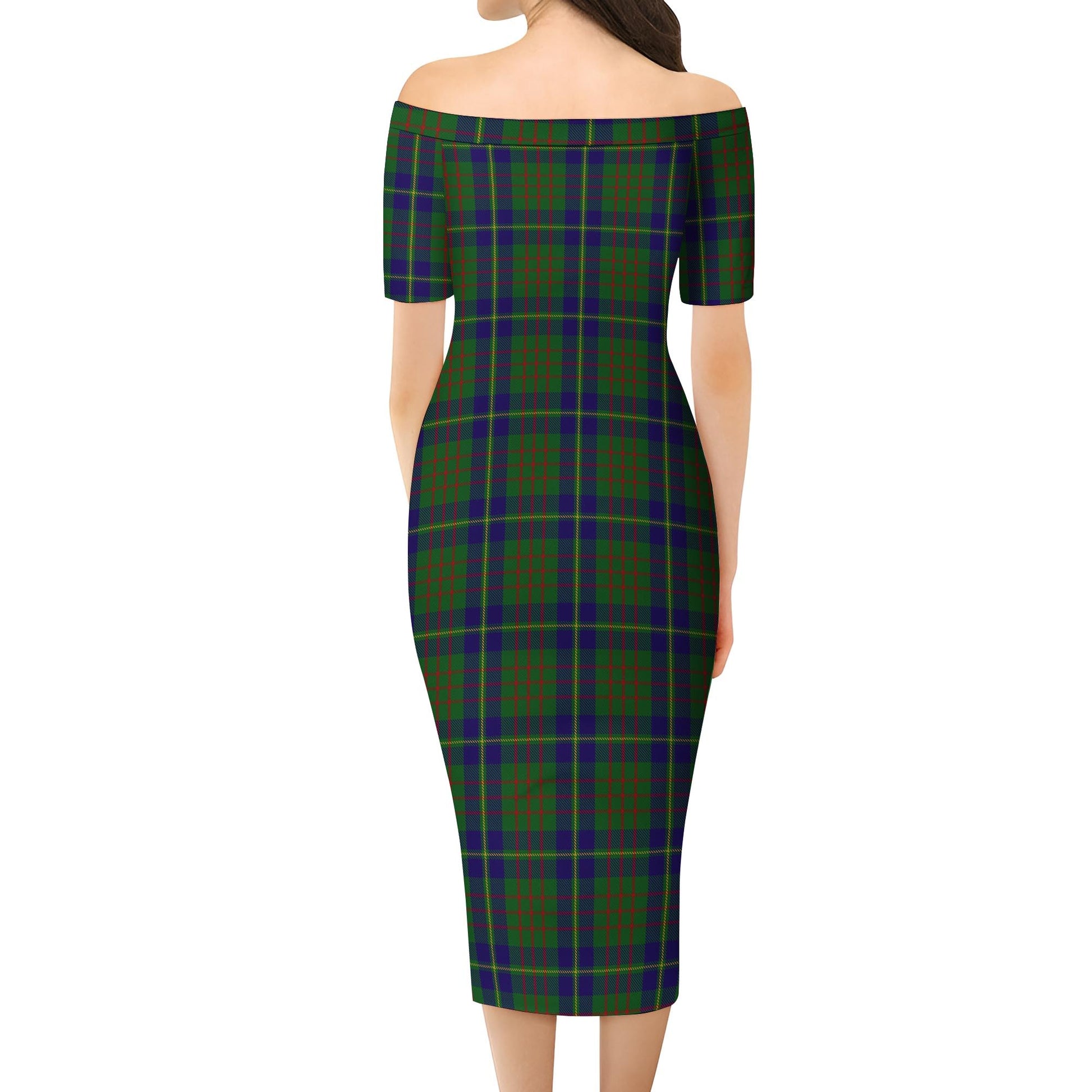 Cameron of Lochiel Hunting Tartan Off Shoulder Lady Dress - Tartanvibesclothing