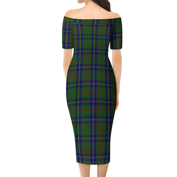 Cameron of Lochiel Hunting Tartan Off Shoulder Lady Dress