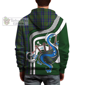 Cameron of Lochiel Hunting Tartan Hoodie with Epic Bagpipe Style