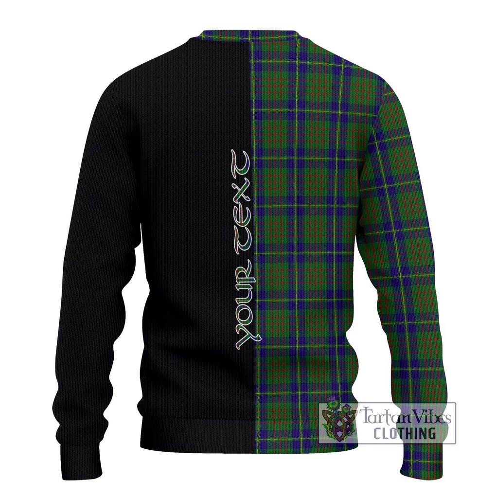 Cameron of Lochiel Hunting Tartan Knitted Sweater with Family Crest and Half Of Me Style - Tartanvibesclothing Shop