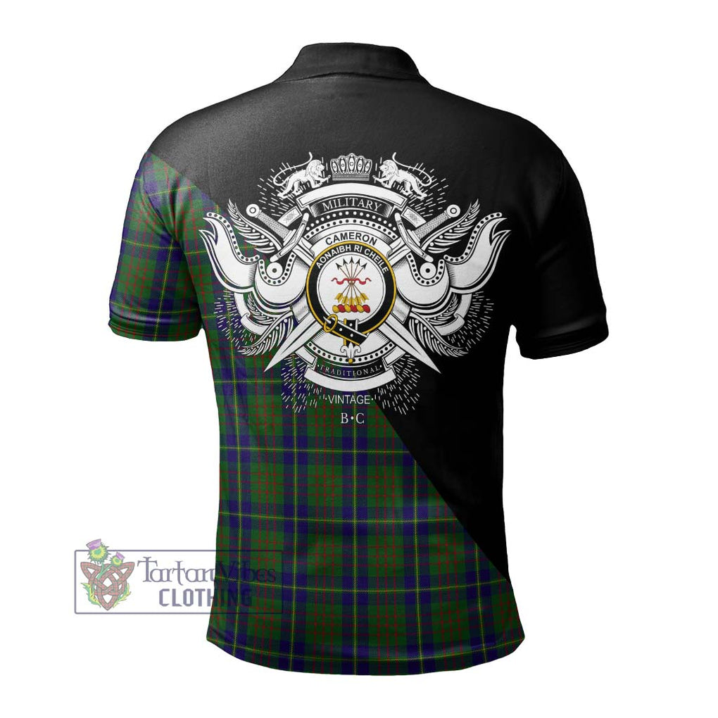 Cameron of Lochiel Hunting Tartan Polo Shirt with Family Crest and Military Logo Style - Tartanvibesclothing Shop