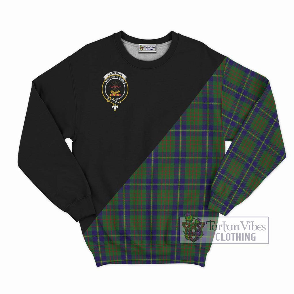 Cameron of Lochiel Hunting Tartan Sweatshirt with Family Crest and Military Logo Style - Tartanvibesclothing Shop