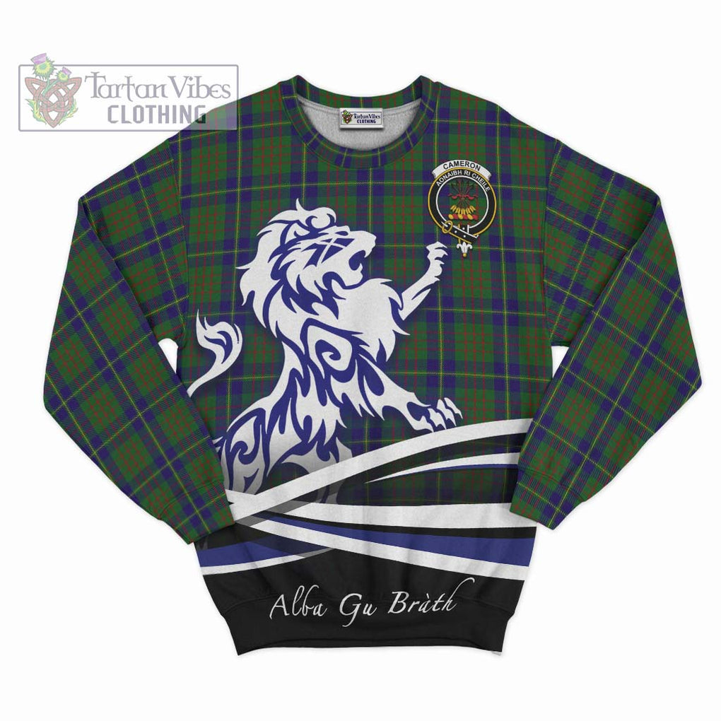 Cameron of Lochiel Hunting Tartan Sweatshirt with Alba Gu Brath Regal Lion Emblem - Tartanvibesclothing Shop