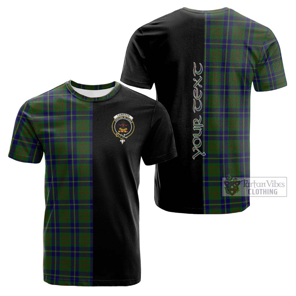 Tartan Vibes Clothing Cameron of Lochiel Hunting Tartan Cotton T-shirt with Family Crest and Half Of Me Style