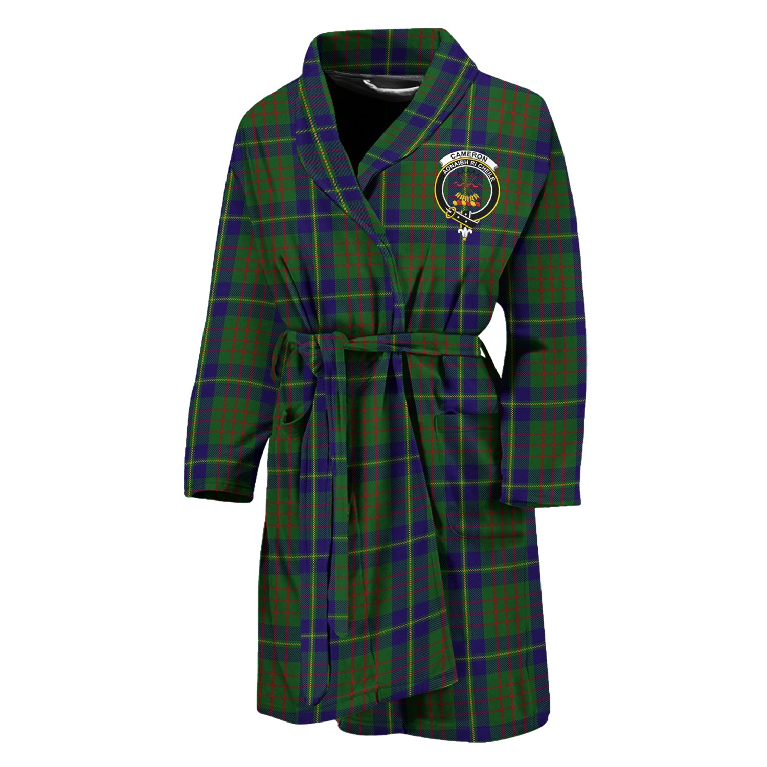 Cameron of Lochiel Hunting Tartan Bathrobe with Family Crest Unisex M - Tartan Vibes Clothing