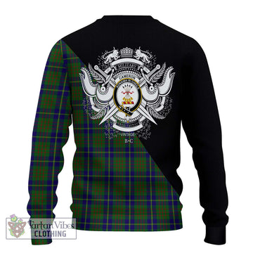 Cameron of Lochiel Hunting Tartan Ugly Sweater with Family Crest and Military Logo Style