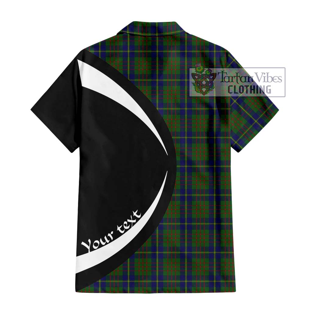 Cameron of Lochiel Hunting Tartan Short Sleeve Button Up with Family Crest Circle Style - Tartan Vibes Clothing