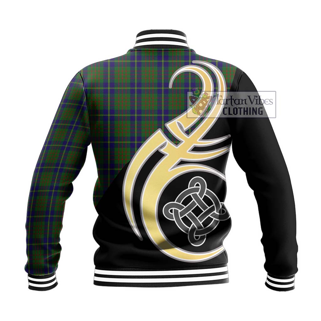 Cameron of Lochiel Hunting Tartan Baseball Jacket with Family Crest and Celtic Symbol Style - Tartan Vibes Clothing