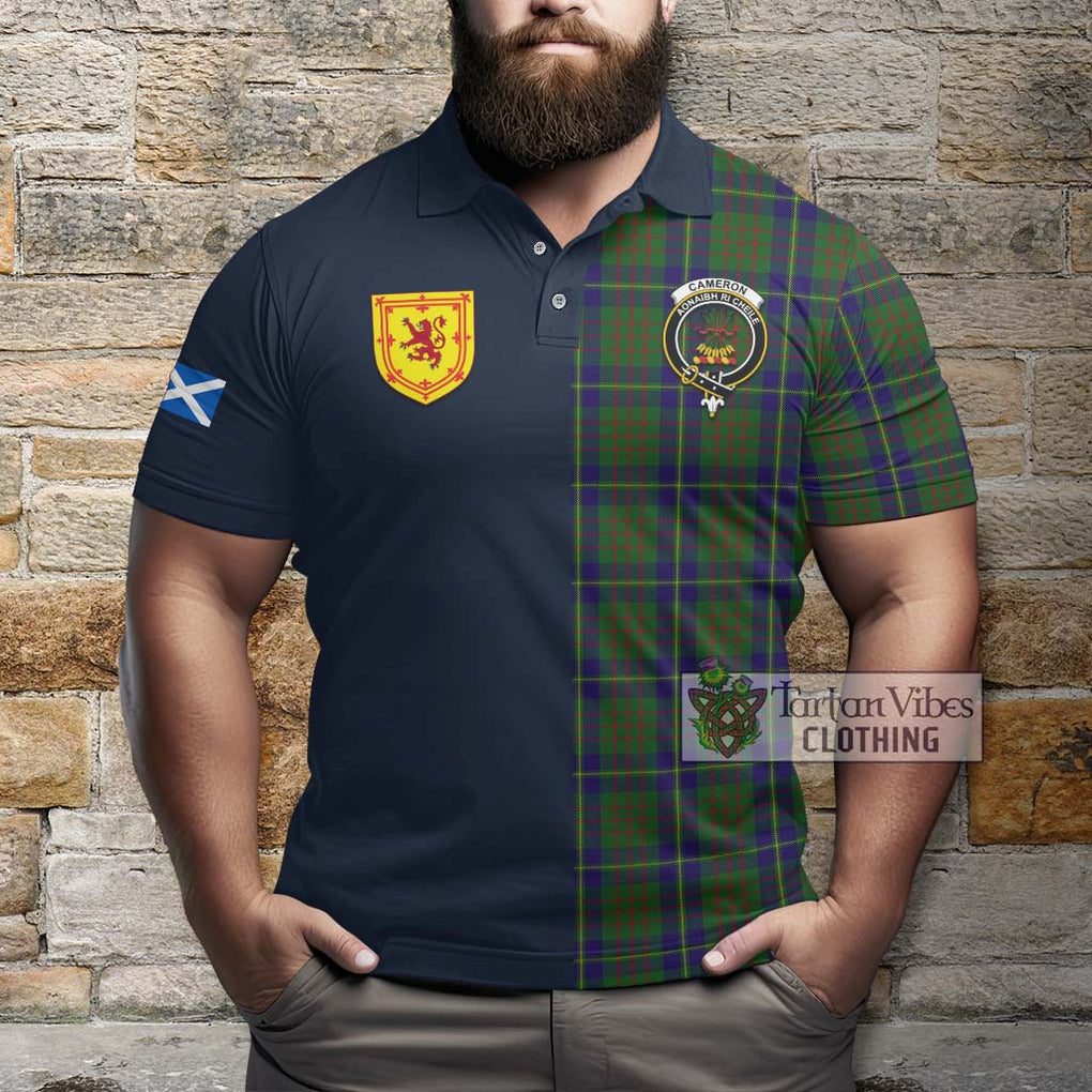 Tartan Vibes Clothing Cameron of Lochiel Hunting Tartan Polo Shirt with Scottish Lion Royal Arm Half Style