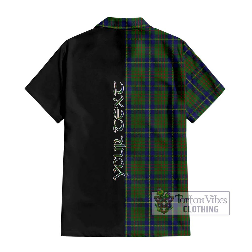 Cameron of Lochiel Hunting Tartan Short Sleeve Button Shirt with Family Crest and Half Of Me Style - Tartanvibesclothing Shop