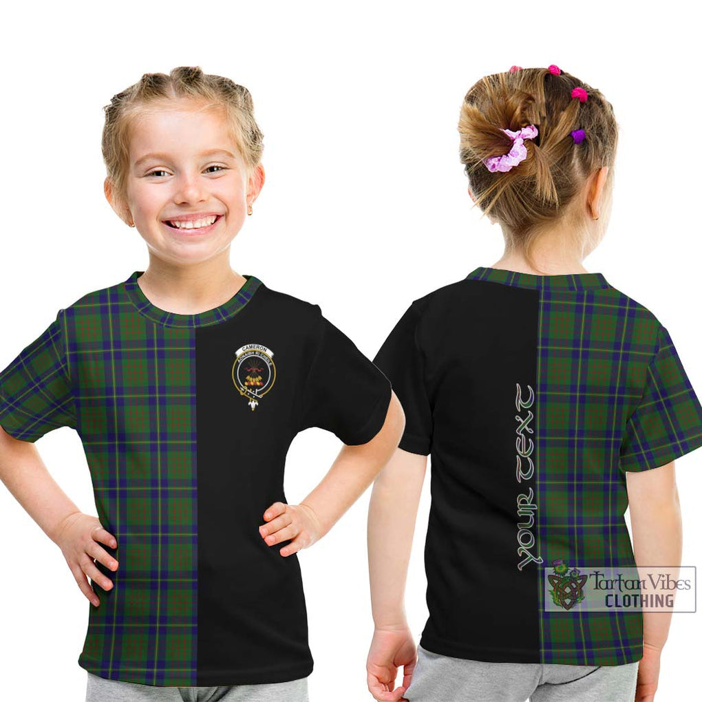 Cameron of Lochiel Hunting Tartan Kid T-Shirt with Family Crest and Half Of Me Style - Tartanvibesclothing Shop