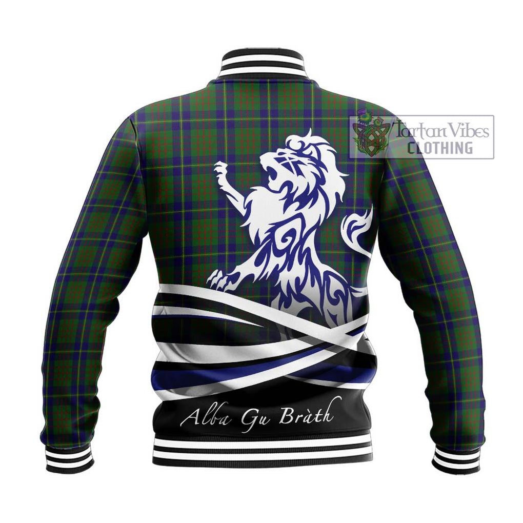 Cameron of Lochiel Hunting Tartan Baseball Jacket with Alba Gu Brath Regal Lion Emblem - Tartanvibesclothing Shop