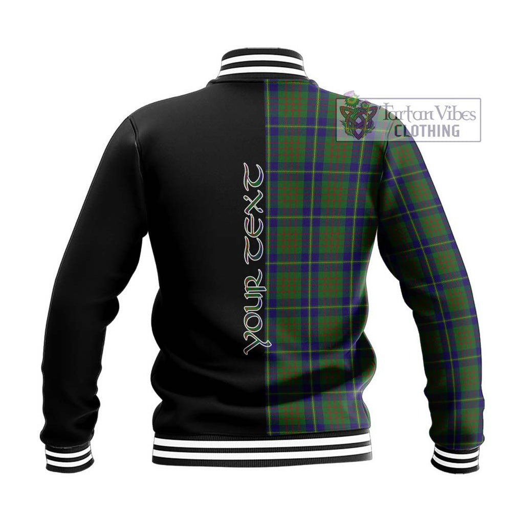 Cameron of Lochiel Hunting Tartan Baseball Jacket with Family Crest and Half Of Me Style - Tartanvibesclothing Shop