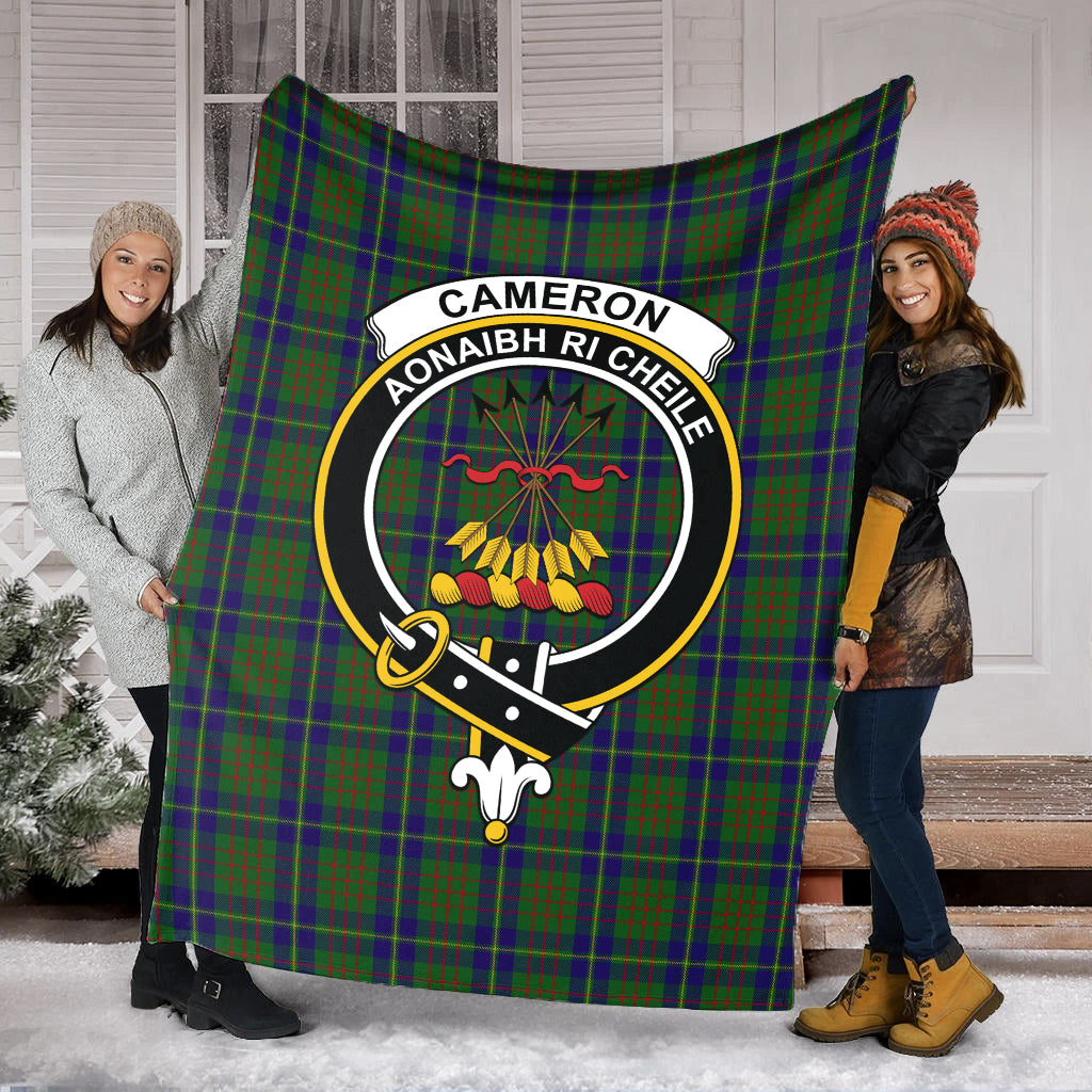 Cameron of Lochiel Hunting Tartan Blanket with Family Crest - Tartan Vibes Clothing