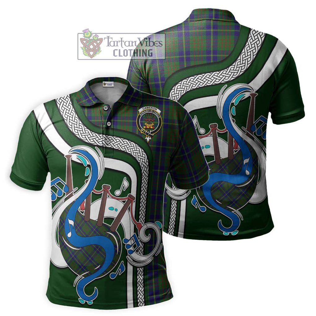 Tartan Vibes Clothing Cameron of Lochiel Hunting Tartan Polo Shirt with Epic Bagpipe Style