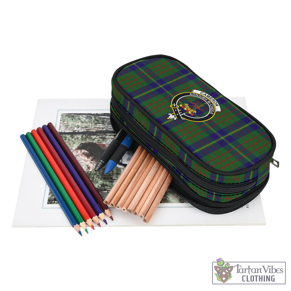 Tartan Vibes Clothing Cameron of Lochiel Hunting Tartan Pen and Pencil Case with Family Crest