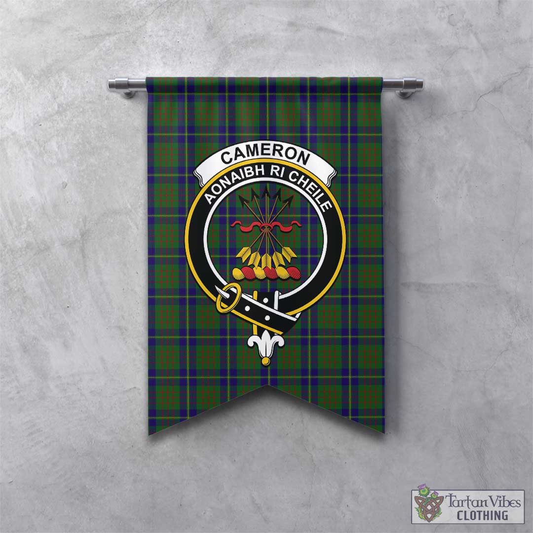 Tartan Vibes Clothing Cameron of Lochiel Hunting Tartan Gonfalon, Tartan Banner with Family Crest